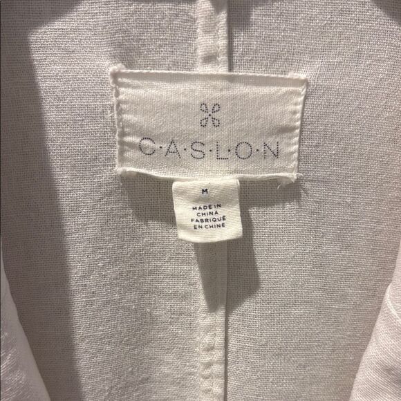 Caslon White Linen blend Open Front Blazer size medium - Picture 2 of 10